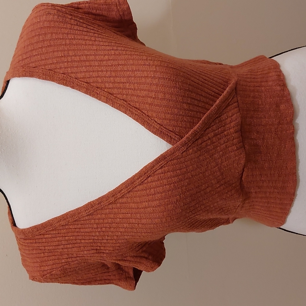Cotton On Crop Wrap Top Burnt Orange